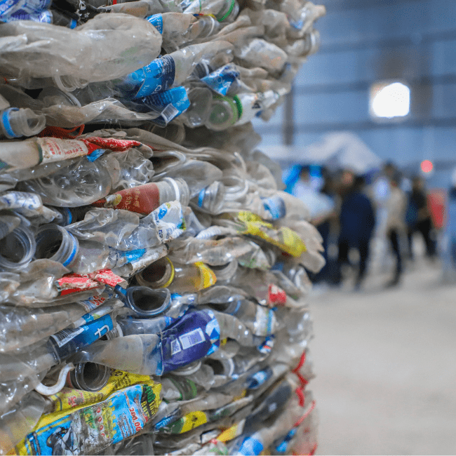 Tone of plastic waiting to be recycle