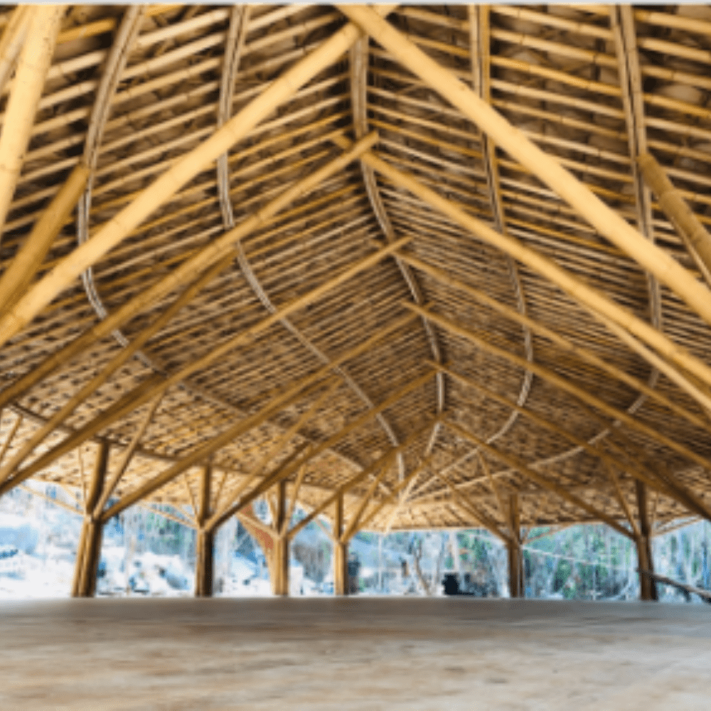 A large bamboo covered structure