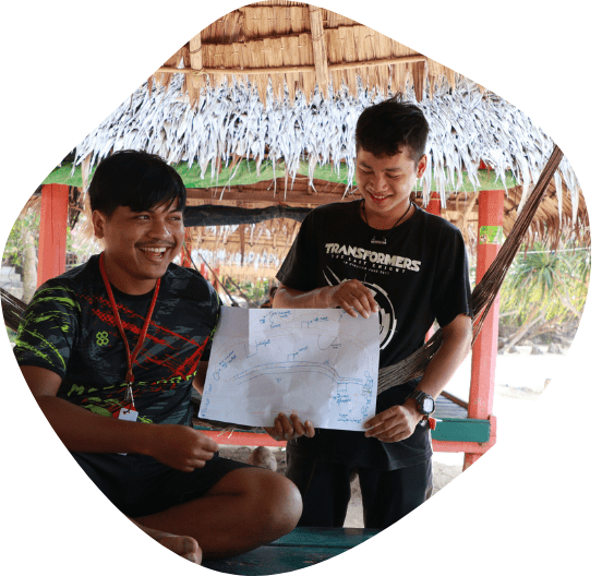 2 male participants of Khmer Tourism for the Future Incubator presenting their ideas