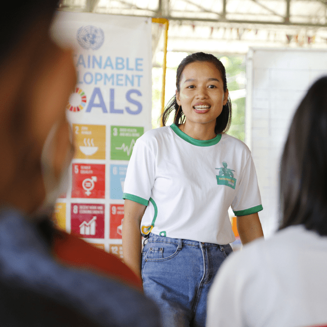 A young female team of Phum Impact Battambong of Mover Programme in Cambodia