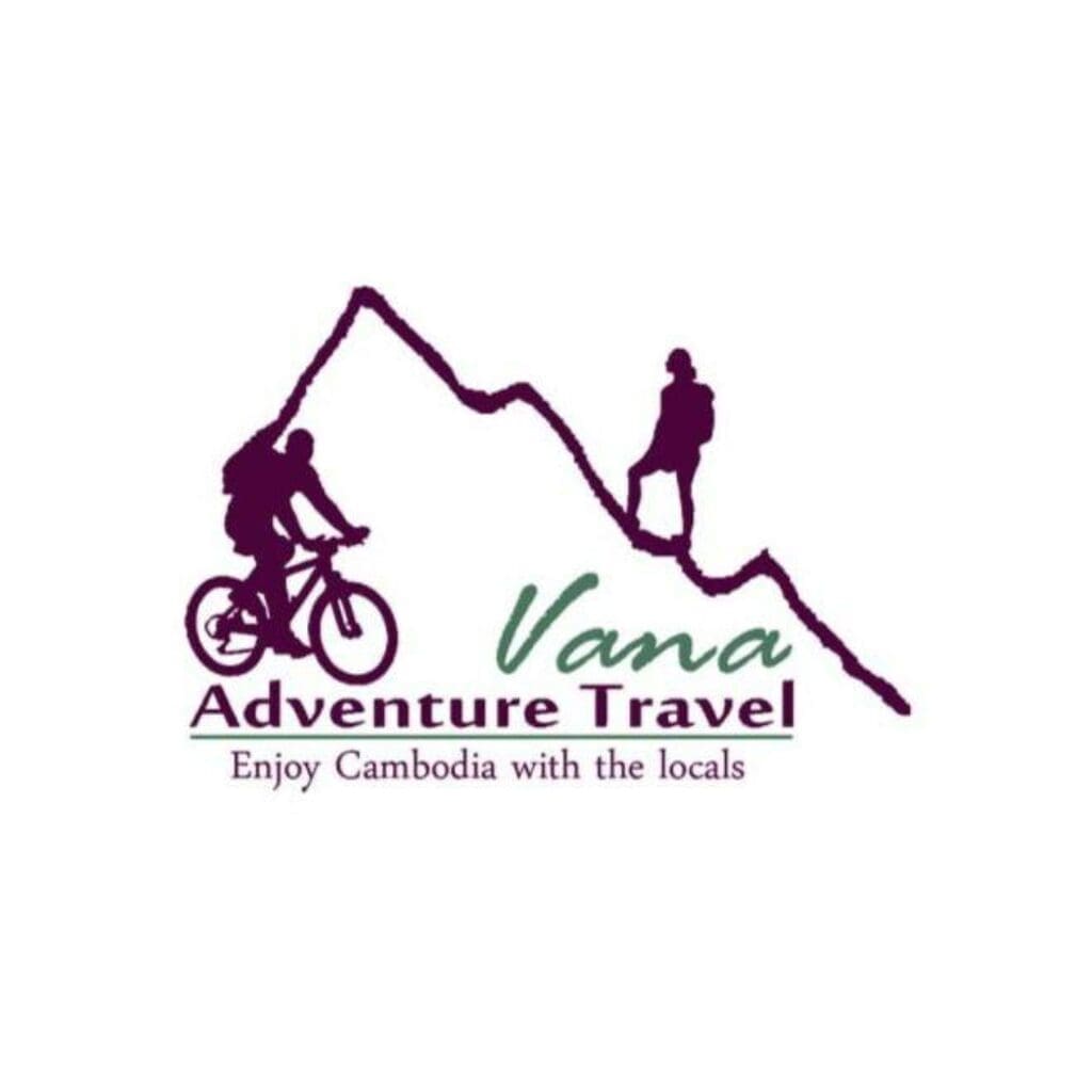 Bicycling illustration with mountain symbol as Vana Adventure Travel logo